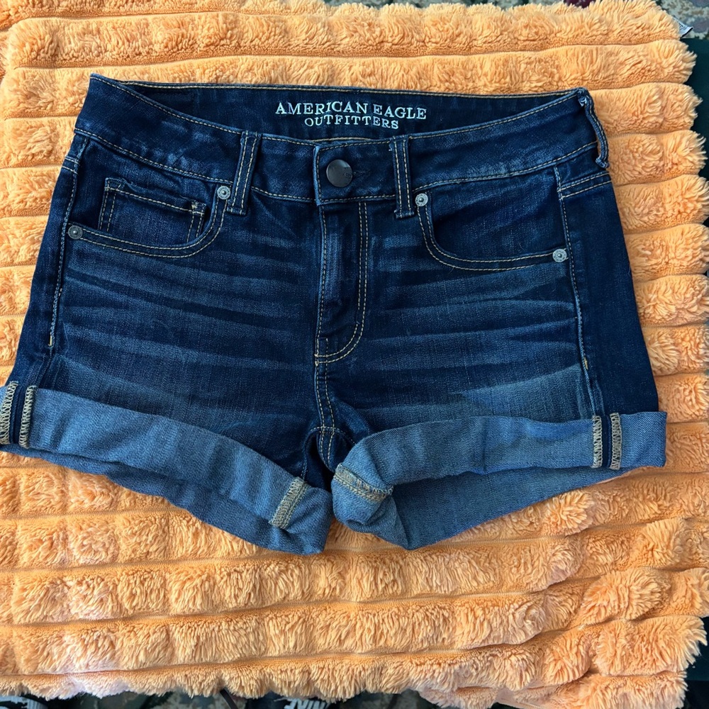 American Eagle Outfitters Blue Jean Shorts Cuffed Hem
